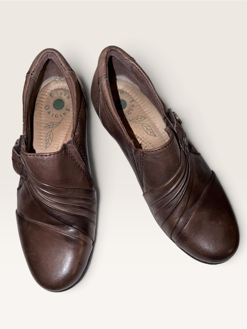 Earth Origins Women's Dark Brown Leather Slip-On Loafers